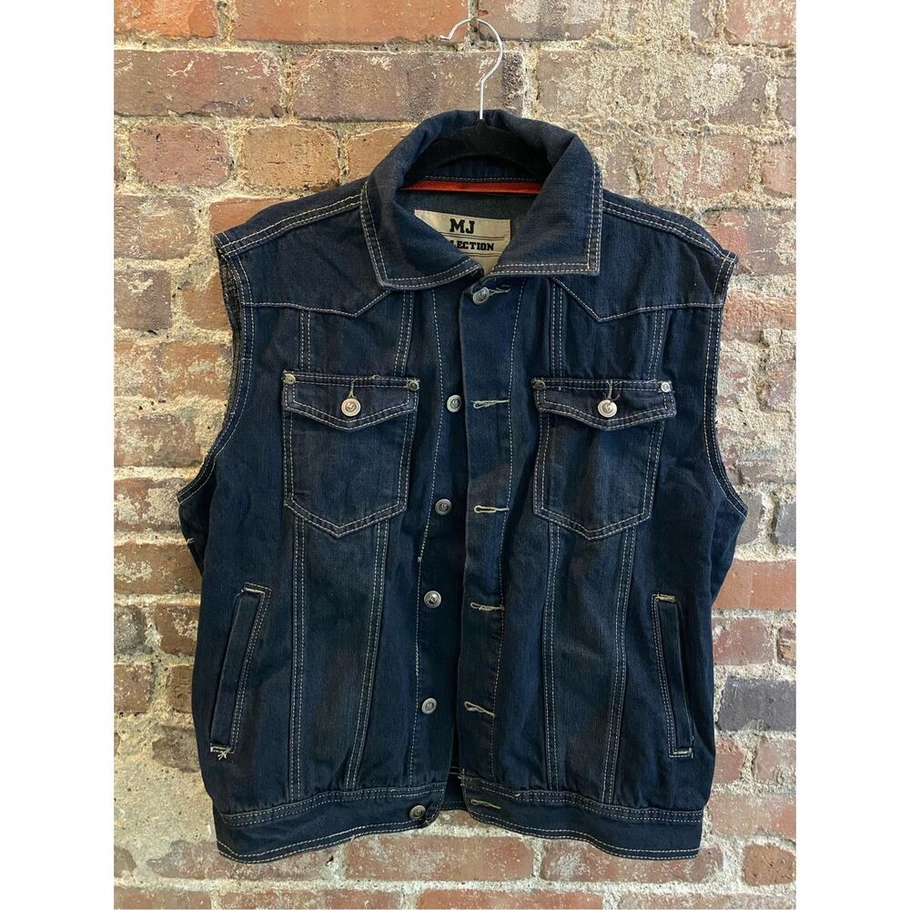 MJ Collection Denim Jean Biker Vest Men’s Size Medium M